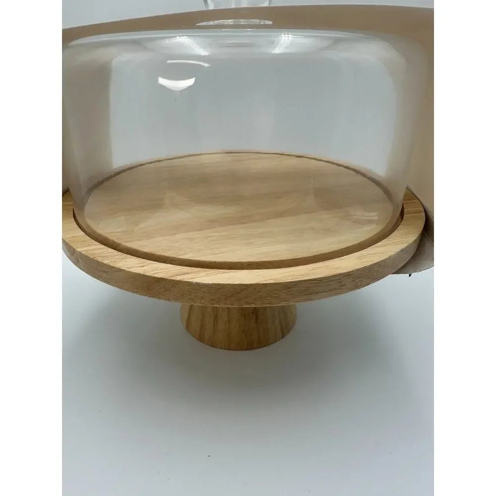 11.5" Wooden Cake Stand with Glass Cloche -‎ Hearth & Hand with Magnolia NEW - Picture 4 of 11